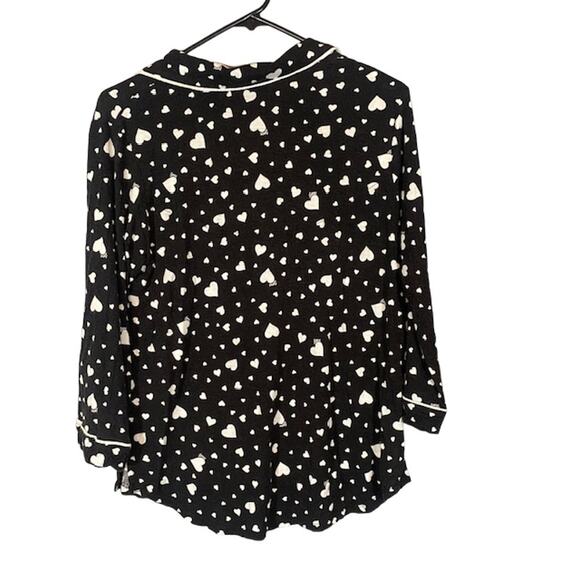 Simply Vera Vera Wang Black Hearts Button Up Sleep Shirt Women Sz M - Picture 2 of 9